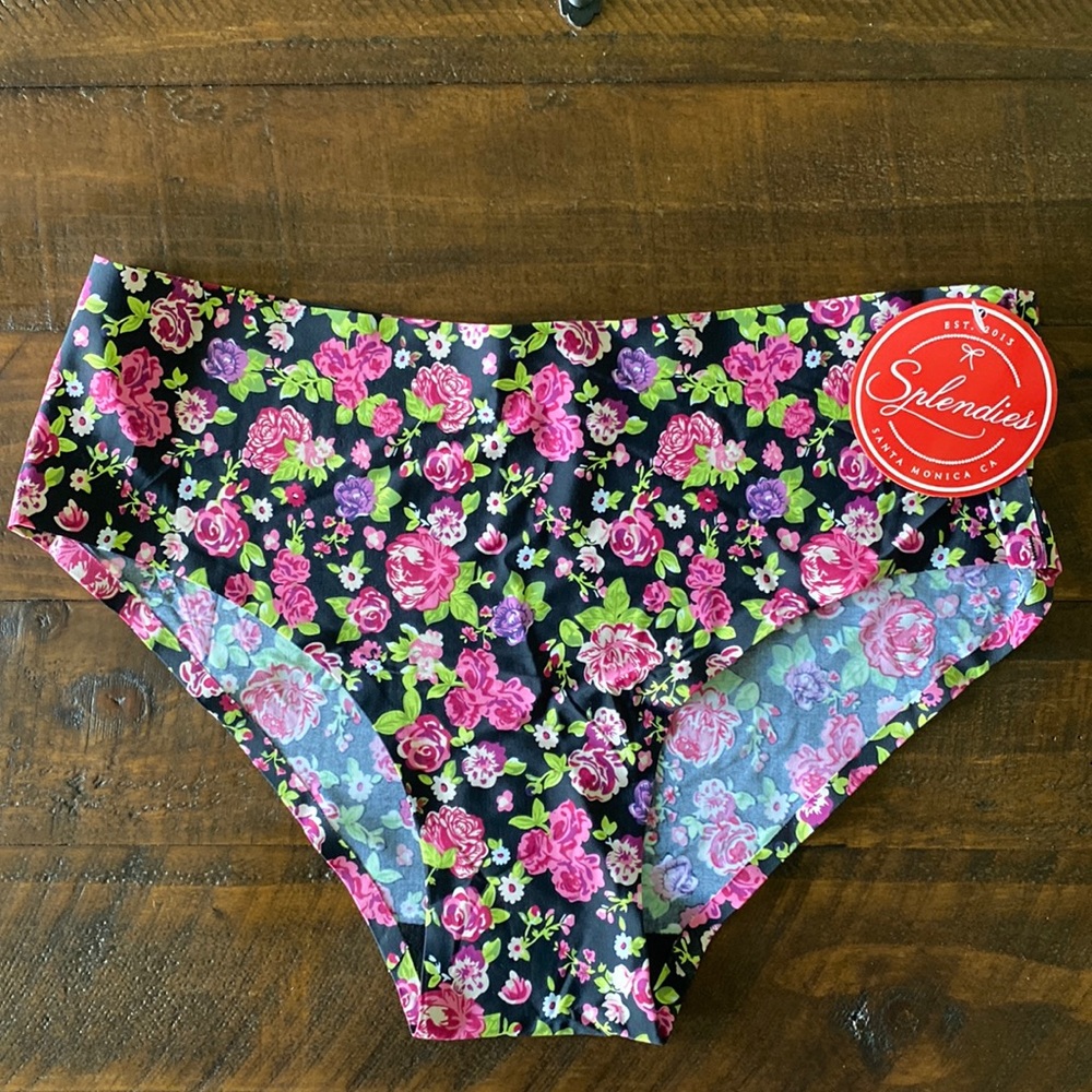 NWT Splendies Floral No Show Panties Size Medium
